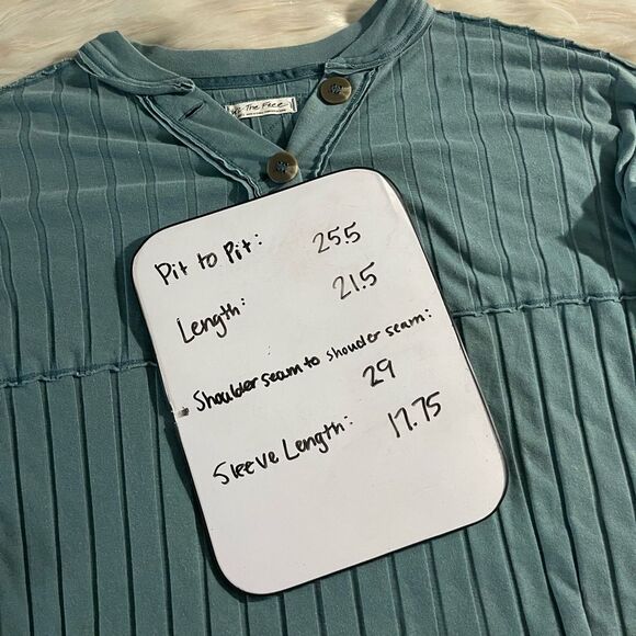 Free People In The Mix Ribbed Henley Top in Ocean Blue - Picture 12 of 12